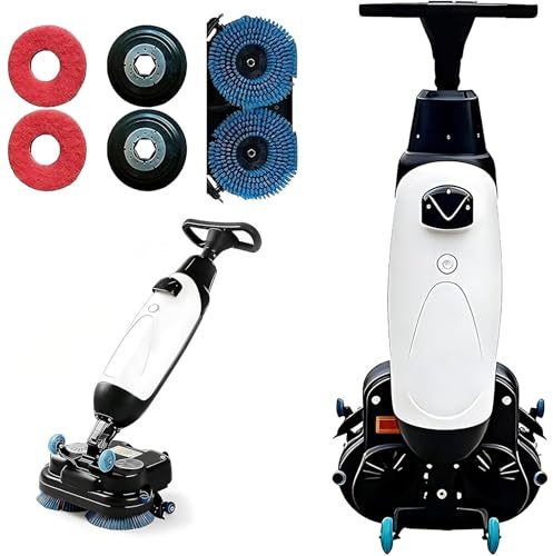 Lakenbroade Mini autolaveuse de Sol Professionnelle, Batterie de 120 Min, Largeur de Nettoyage de 43 cm (17 po) pour la Maison, Le Bureau, Les salles de Bain et Les Petits espaces commerciaux White