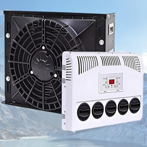 12V/24V Cc Aire Acondicionado para Rv 12V/24V Mini Split para Camiones, Rv, Semi Camiones, Furgonetas, Autocaravanas, Camiones, Excavadoras, Vehículos Agrícolas, Grúas, Furgonetas Black-12V