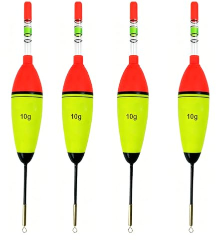 QEQSHQO Angelposen Set 4 Stück 10g – Leuchtende Posen für Tag & Nacht Angeln auf Hecht, Barsch, Karpfen