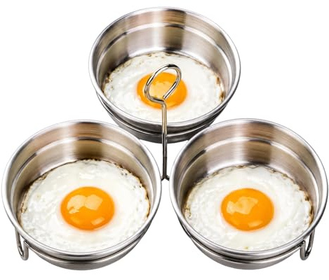 Egg Cups and Poached Egg Maker, Stainless Steel Egg Poacher with Fried Egg Ring, Egg Rings for Frying, Poached Egg Moulds and Egg Poacher Pan, Easy Cooking Solution for Breakfast Preparation
