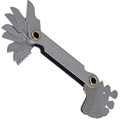 Akozon Medidor de Paso de Rosca Métrico de 60 °, Herramienta de Medición de Tornillo de Acero Inoxidable de 20 Hojas para Ingenieros Mecánicos, Bricolaje con Tamaño de Bolsillo