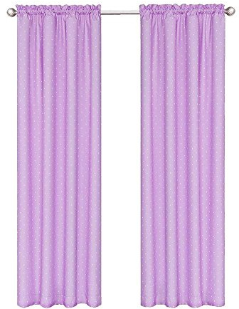 Eclipse Kids Blackout Curtains for Bedroom - Polka Dots 42 x 84 Thermal Insulated Single Panel Rod Pocket Room Darkening Privacy Curtains for Nursery, Purple (12424042X084PUR)