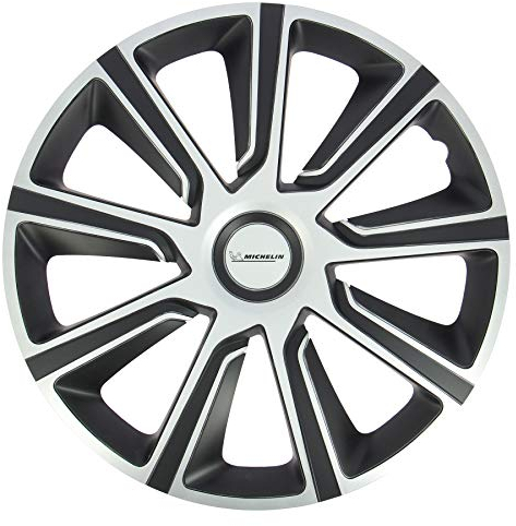 Michelin 009114 Set de 4 Enjoliveurs pour Jantes 15 Pouces – NVS 42 Bicolore – Effet Jante Aluminium – Résistants aux Chocs et aux Intempéries – Compatibles Voitures avec Jantes Acier ou Tôle