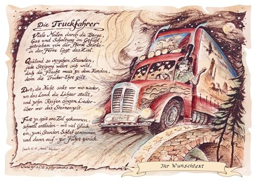 Die Staffelei Geschenk Truckfahrer/Witziges Gedicht mit liebevoller Zeichnung auf hochwertigem Papier/besondere Geschenkidee für den Truckfahrer