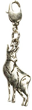 Alpenflüstern Trachten-Anhänger Steinbock flach für Charivari oder Trachtenkette (antik-silber-farben) AAH133