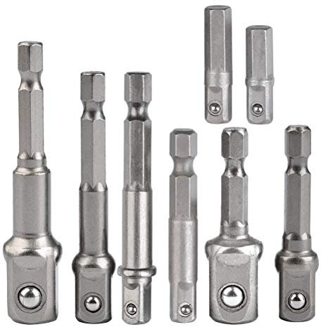 TIMESETL 8Pcs Impact Grade Socket Adapter Set 1/4'' 3/8'' 1/2'' Hex Square Nut Driver Adaptor Power Drill Extension Bit