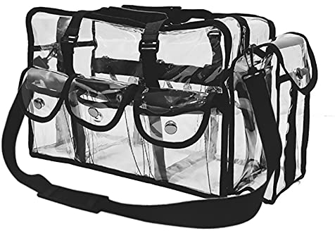 Enkrio Durchsichtige Tasche wasserdichte Make-up Handtasche mit 5 Außentaschen Reisetasche Sporttasche Organizer mit Schultergurt