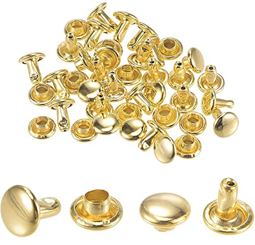 Utoolmart Lot de 20 rivets en laiton massif en laiton avec boutons et rivets en laiton, UT191016P-0015, 6mm*4mm