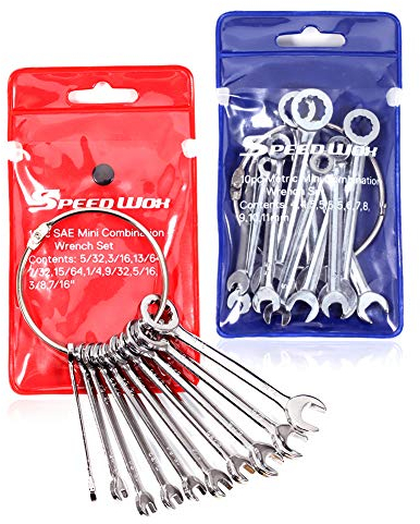 SPEEDWOX Kleine Schraubenschlüssel-Sets metrisch und Standard SAE 4mm-11mm 5/32-7/16 Zündschlüssel-Set Kombination offen und Box Ende Mini-Schraubenschlüssel-Set mit tragbaren Aufbewahrungstaschen