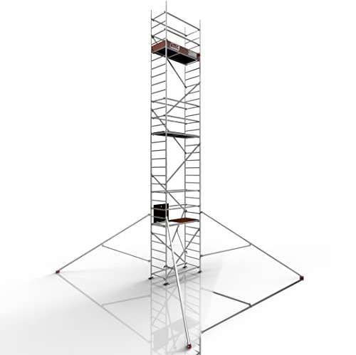 ALTEC Rollfix 2.0 Rollgerüst fahrbar, 9m Arbeitshöhe, Dreieckausleger | Fahrbares Gerüst aus Aluminium, Baugerüst zertifiziert, 200 kg/m² Traglast, DIN EN 1004-1, ISO 9001:2015
