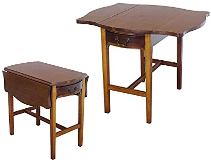 Beistelltisch Gateleg antiker Stil Nussbaum ausklappbar | Ziertisch Serviertisch Telefontisch | 41/79 x 61 x 65 cm (10431)
