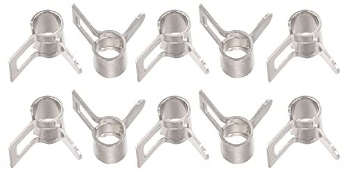 sourcing map Collier Serrage Ressort, 10pcs 65Mn Acier 4mm Interne Diamètre Basse Pression Air Clip Pinces Apte 4.3mm-4.5mm OD Carburant Conduites Silicone Vide Tuyaux, Nickel Plaqué