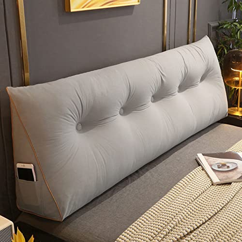 RAKTOV Bequemes Lendenkissen, Lesekissen, Rückenlehne, dreieckiges Kopfteil, Keilkissen, großes Kissen für Erkerfenster, Tatami, Sofa, Schlafzimmer, 100 x 50 x 20 cm, Hellgrau