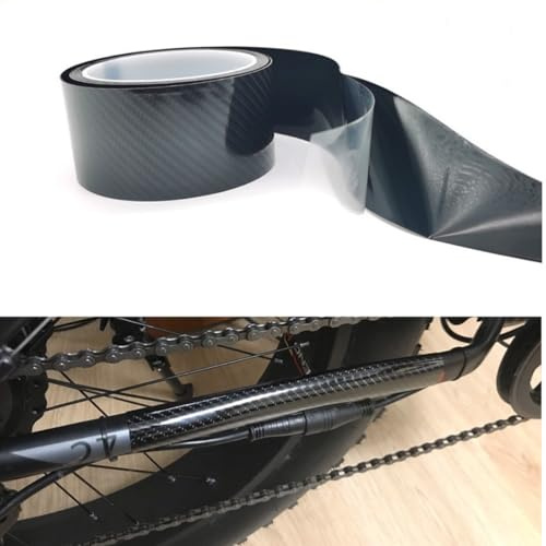 TURBOOST Bike Frame Protection Tape Sticker Vinyl Wrap Skin, MTB Paint Chainstay Chain Guard Corner Protector Film, Carbon Filter Pattern, 3m (120”) Length, Various Width Option (7)