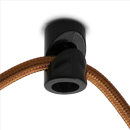 Amarcords - 5 Decentratori a uncino da soffitto per lampade e sospensioni. Gancio hook da soffitto a discesa verticale con regolazione cavo a vista - Decentratore cavo elettrico colore NERO