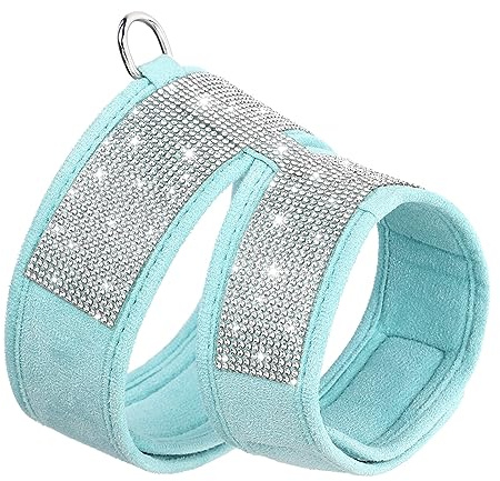 Bling Strass-Hundegeschirr, Weiches Wildleder, Hunde- Und Katzengeschirr, Weste, Geschirr, Niedliches Strass-Zubehör, Verstellbares Haustiergeschirr, Chihuahua, Mops, Besetztes Strassgeschir