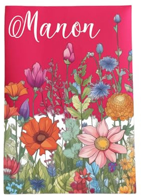 Porte ordonnance motif fleurs jardin pour ranger ordonnance, carte vitale, carte mutuelle, rangement dossier médical ref C1018 (Fuchsia)