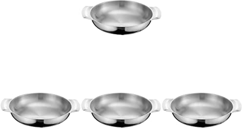 YOtat Bols en Acier Inoxydable De 4 Poêle À Paella 16Cm Poêle À Paella en Acier Inoxydable Plat À Paella Poêle À Fruits De Mer Wok À Frire À Fond Plat
