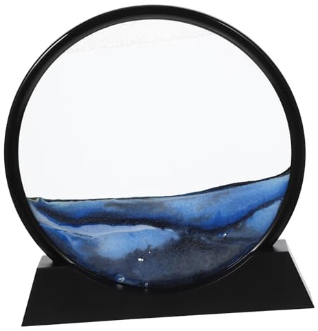 Toyvian Sablier Décoratif 3d Art Du Sable En Mouvement Pour Bureau Et Maison, Cadre Noir 12 Pouces, Paysage Liquide Rotatif, Objet Décoratif Apaisant Et Original