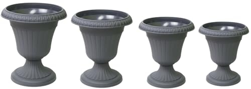 pokm toolsmarket - ⌀25cm Pflanzkübel Pflanzpokal, dekorative Amphore, Pflanzgefäß Schale Vase Topf, Farbe Anthrazit, Blumentopf Milano No. III