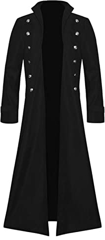 Manteaux mode pour hommes veste vintage manteau moyen et long manteau à manches longues bouton manteau léger d'hiver pour hommes, Noir , M