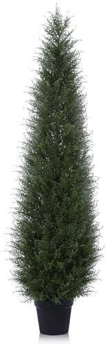 Kazeila Künstliche Zeder Pflanze 150cm Kunstpflanze Zedernbaum,Kunstbaum Outdoor UV Geschützt für Home Wohnzimmer Schlafzimmer Büro Deko(1Pack)
