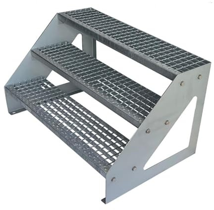 Gitterroststufe Treppenstufe feuerverzinkt 270mm SET Tiefe (600x270mm)