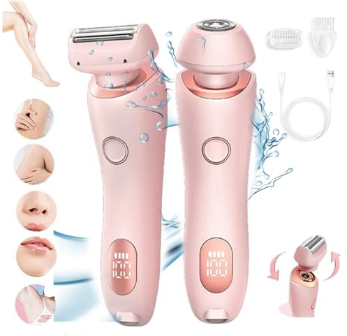 2026 Best Silk Glide Razor, 2 in 1 Electric Shaver Razors for Women, Silk Glide Epilator Painless Hair Removal at Home, Wet & Dry (Pink)