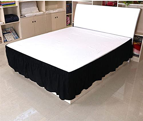 LSYHHXC Cache Sommiers Jupe de lit élastique Jupe de lit Home Hôtel Jupe Jupe Couverture de lit sans literie de Surface Protecteur de Couverture Jupe de lit 772(Color:Black,Size:180x200x40cm)
