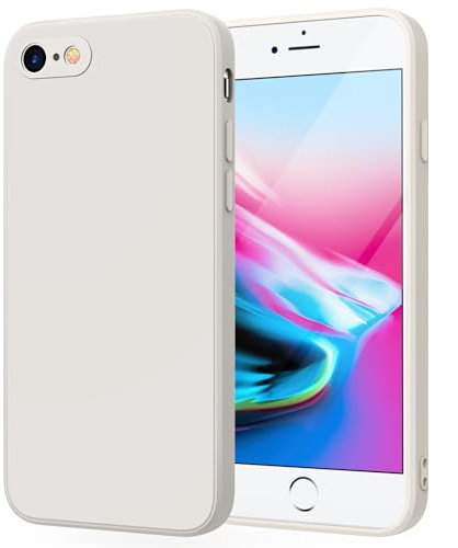 Ultra-Thin Soft Liquid Silicone Case for iPhone SE 2022/2020, iPhone 8/7 - Full Protective Mobile Phone Cover With Vase Design (White)