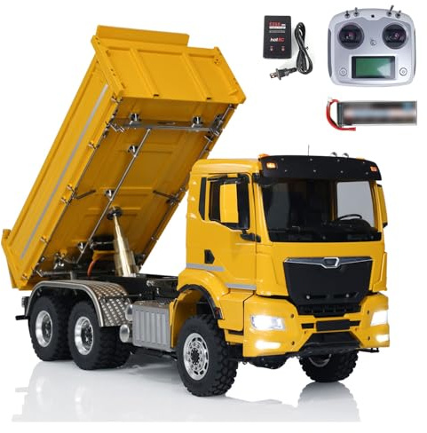 wheelfun 1/14 6x6 RC Hydraulischer Muldenkipper Metall 3-Wege Funksteuerung Kipper Auto Modell LESU Baufahrzeug für Erwachsene Hobby