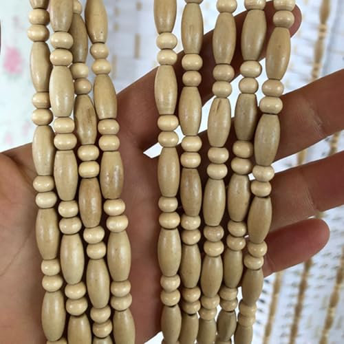 Sh000ad Holzperlenvorhänge,Perlenvorhänge Tür,Hängender Raumteiler,Natur Türvorhang Insektenschutz Fadenvorhang,Teilervorhang für Schlafzimmer,Wohnzimmer,Breite x Höhe (120cm x 200cm(61 Stränge))