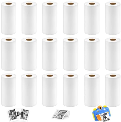 Thermopapier Kinderkamera, 18 Rollen Druckpapier für Kinder Kamera, 57mmx30mmx7m Sofortbildkamera Thermopapier, HD Drucke Kinderkamera Papierrolle BPA-frei für Scrapbooking Fotos Notizen Etiketten