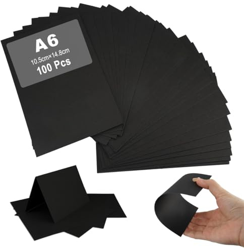 Bangbobi - 100 Karteikarten A6 aus schwarzem Tonpapier 300g/m², Blanko Bastelkarton für DIY-Projekte, Grußkarten, Einladungen und mehr