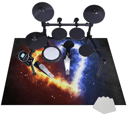 Drum Teppich Schlagzeug Teppich 160 x 140 cm | Trommelmatte Schalldichte Matte Rutschfeste | Schallschutzmatte | Professioneller Elektrisches Schlagzeugmatte Bass Drum Snare Musikinstrumente Teppich