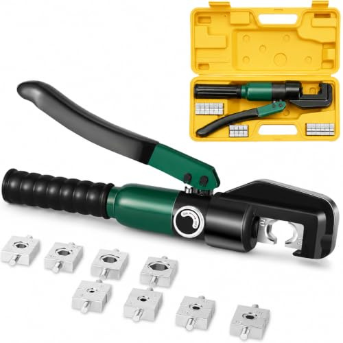 60KN - Crimpadora hidráulica manual, 4-70 mm², crimpadora hidráulica manual con 8 pares de matrices, adecuada para varios tubos, manejo profesional