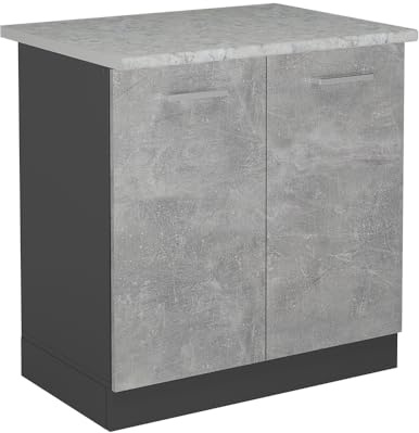 Vicco Küchenunterschrank R-Line, Küchenunterschrank für die Spüle, Beton, 80 cm AP Marmor