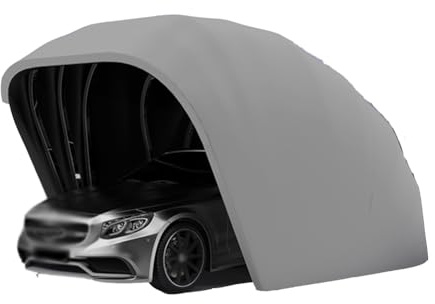 ZYFBD Portable stainless steel awning, gray stainless steel retractable carport, foldable stainless steel mobile carport - 5.5m x 2.5m, semi-automatic folding garage, rain and sun protection, durable