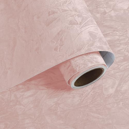 VaryPaper Blush Pink Velvet Fabric Wallpaper Self Adhesive Flock Liner 40cmx200cm Pink Textured Fabric Contact Paper for Funiture Sticker Velvet Flocking Liner for Jewelry Boxes Cabinet Dressing Table