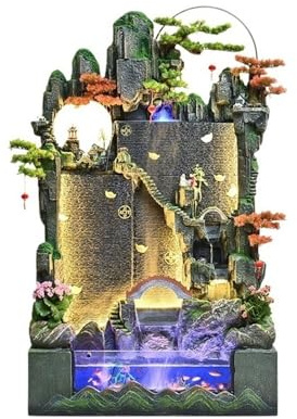 ZKALQECNF Fontana da Giardino Grande Giardino roccioso con Acqua circolante, Acquario Feng Shui, Decorazione del Paesaggio del Cortile del Soggiorno Fontana d'Acqua
