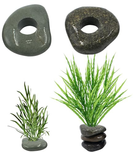 6 Stück Aquarium Pflanzengewichte Handgefertigte Kieselsteinanker für Wasserpflanzen Aquarium Dekorationen (Einzigartige Form und Größe)