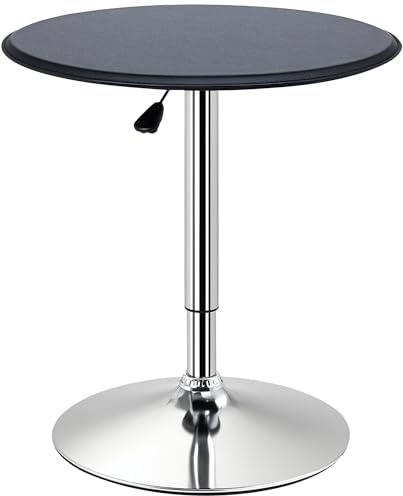 HOMCOM Mesa de Bar Redonda Ajustable en Altura 67-93 cm Negro