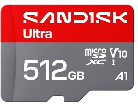 SANDISK Ultra microSDXC 512GB, UHS-I-Karte + SD Adapter (bis zu 195MB/s Lesen, Full-HD-Video, V10, U1, C10, A1) Karte für Android-Smartphones oder -Tablets, Kameras und Laptops