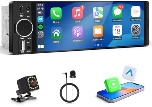 Single Din Radio for Car - Supports Apple Carplay & Android Auto