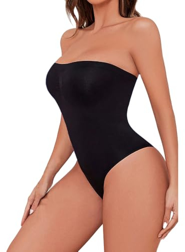 XFSRG Body Gainant sans Bretelles Bandeau Sculptant Femme sans Bretelles Coupe Bustier Body Gainant Ventre Plat Lingerie Sculptante Taille Affinée Maintien Discret