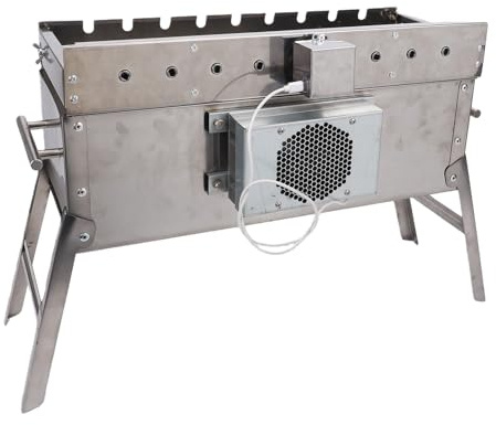 Luocute Parrilla de Barbacoa Giratoria, Parrilla de Carbón Portátil de Acero Inoxidable de Rotación Automática con Cesta Giratoria para Acampar, Picnics Al Aire Libre, Cocinar en el