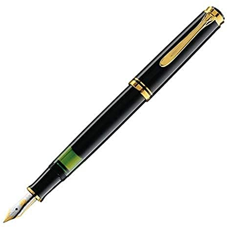 Pelikan Füllhalter Souverän 400, Schwarz, Feder M (mittel), hochwertiger Kolbenfüller im Geschenk-Etui, 994780