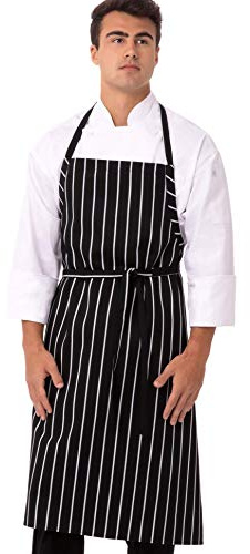 Chef Works Unisex Englische Kochschürze, Schwarz mit Kreidestreifen, Einheitsgröße