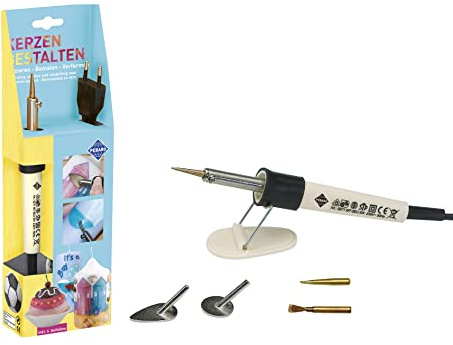 Pebaro 0271 Kit de bougies avec pointe d'écriture, brosse en laiton et fer à repasser, décorer, modeler, peindre, bricoler et travailler avec de la cire de cire, kit créatif, multiple, 30 x 9 x 4,5 cm