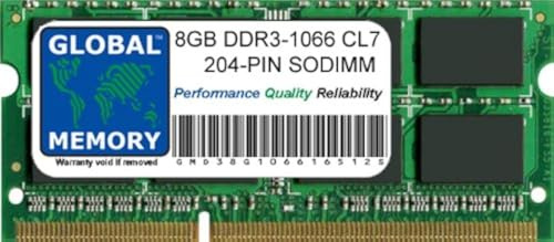 GLOBAL MEMORY 8GB DDR3 1066MHz PC3-8500 204-PIN SODIMM Memoria RAM para MACBOOK & MACBOOK Pro 13 Pulgadas (Mediados 2010)